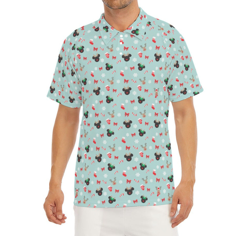 Festive Reindeer Mouse Holiday - Men's Polo Shirt