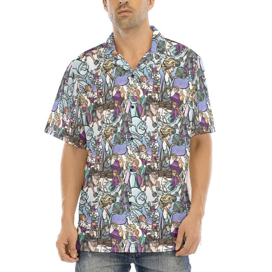 Enchanted Winter Journey - Men's Hawaiian Button Up Shirt