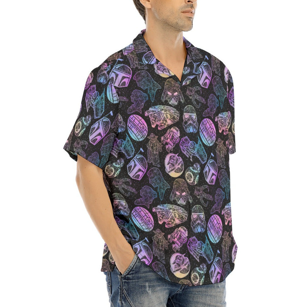 Watercolor Galactic Mandalas - Men's Hawaiian Button Up Shirt