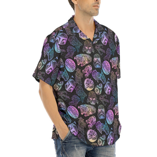 Watercolor Galactic Mandalas - Men's Hawaiian Button Up Shirt