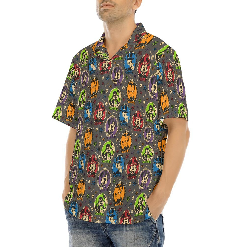 Gothic Halloween Cameos - Men's Hawaiian Button Up Shirt