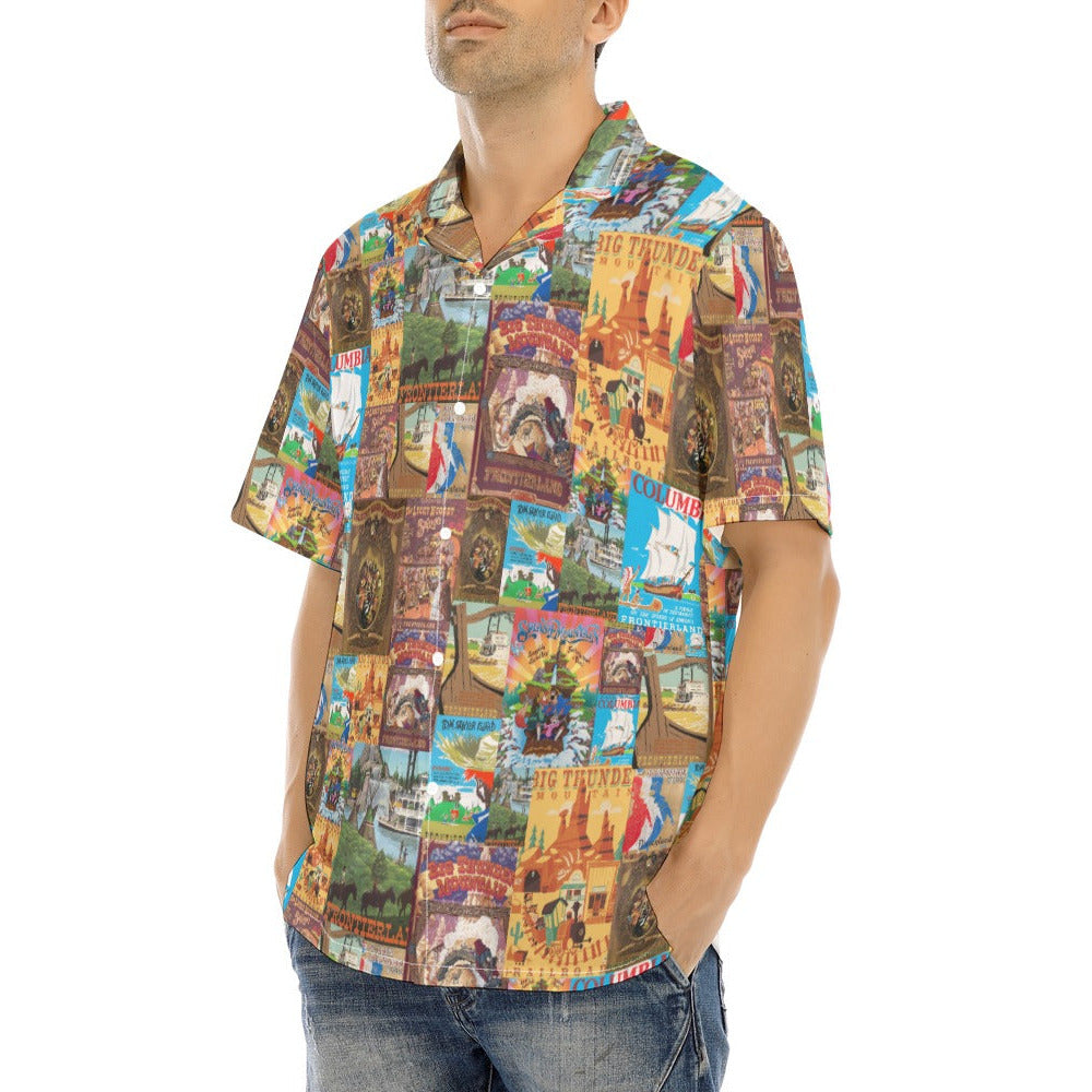 Vintage Frontier Ride Posters - Men's Hawaiian Button Up Shirt