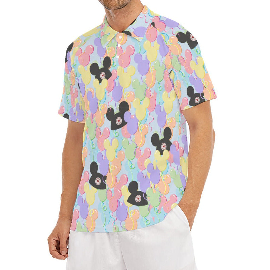Pastel Mouse Ear Balloons - Men's Polo Shirt