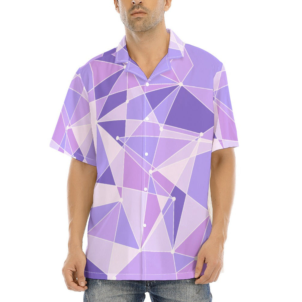 Geometric Purple Wall - Men's Hawaiian Button Up Shirt