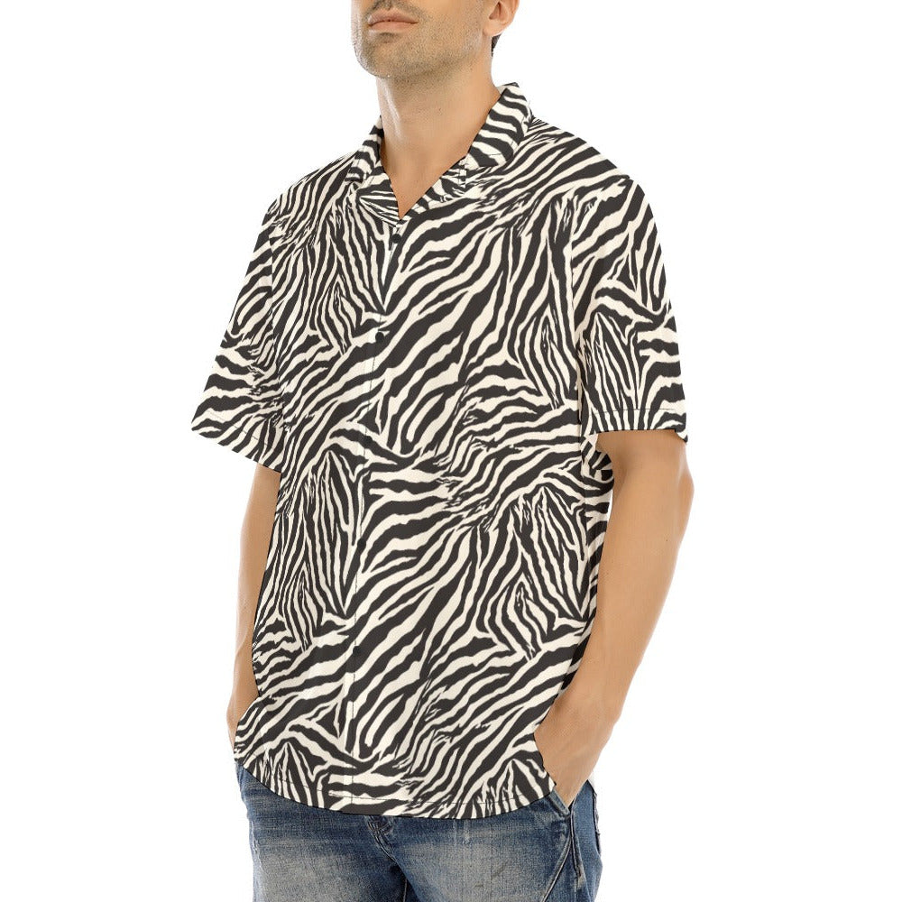 Animal Print - Zebra - Men's Hawaiian Button Up Shirt