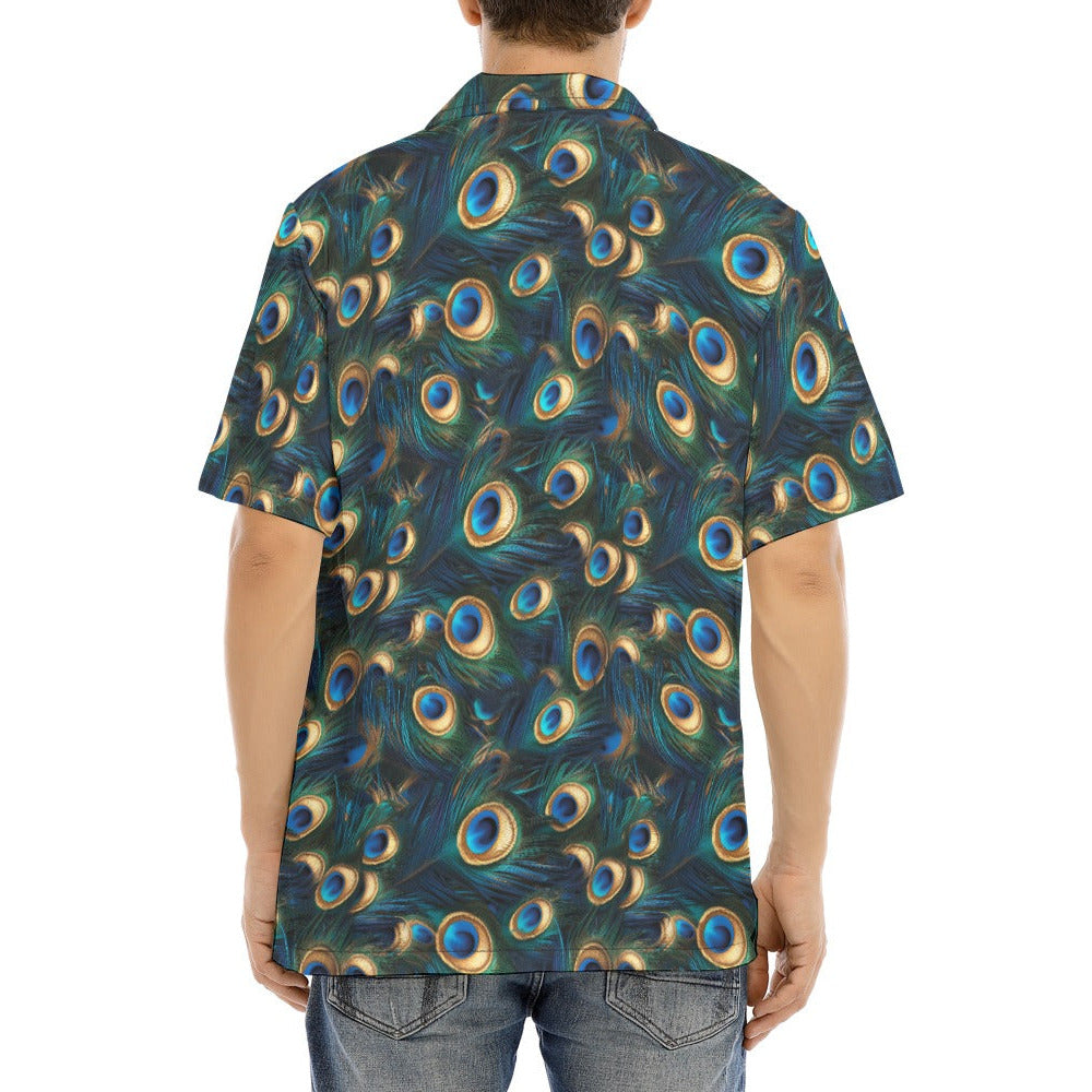 Animal Print - Peacock - Men's Hawaiian Button Up Shirt