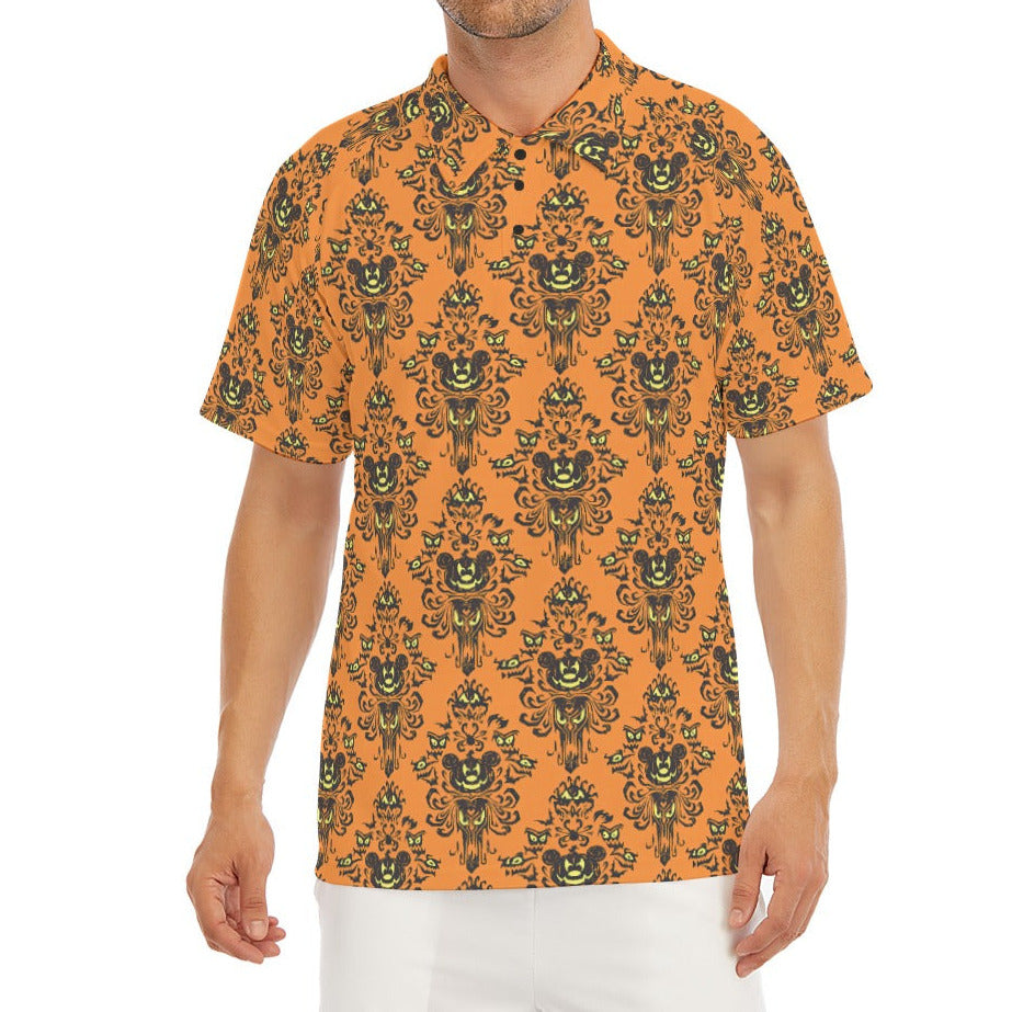 Haunted Halloween Mansion Wallpaper - Men's Polo Shirt