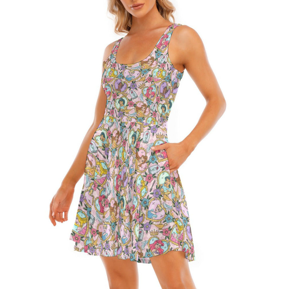 Tattoo Hearts Royal Icons - Women's Sleeveless Pocket Skater Dress