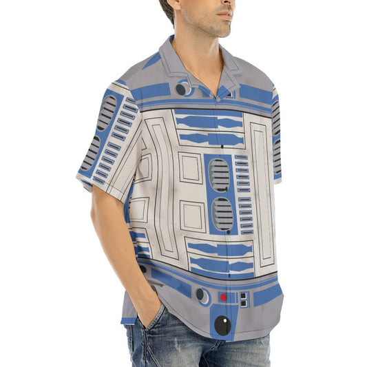 Little Blue Droid - Men's Hawaiian Button Up Shirt