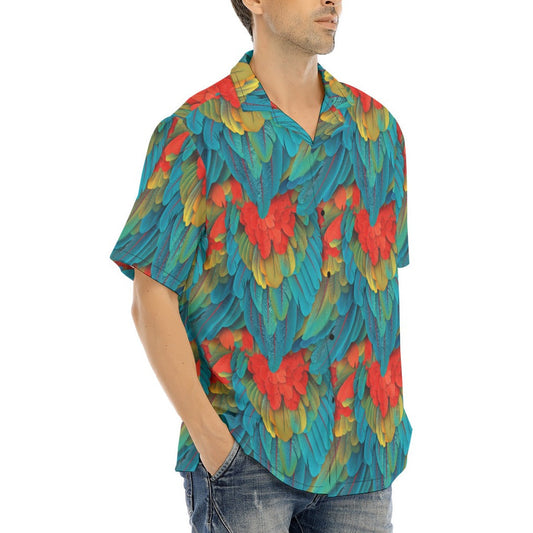 Animal Print - Macaw Parrot - Men's Hawaiian Button Up Shirt