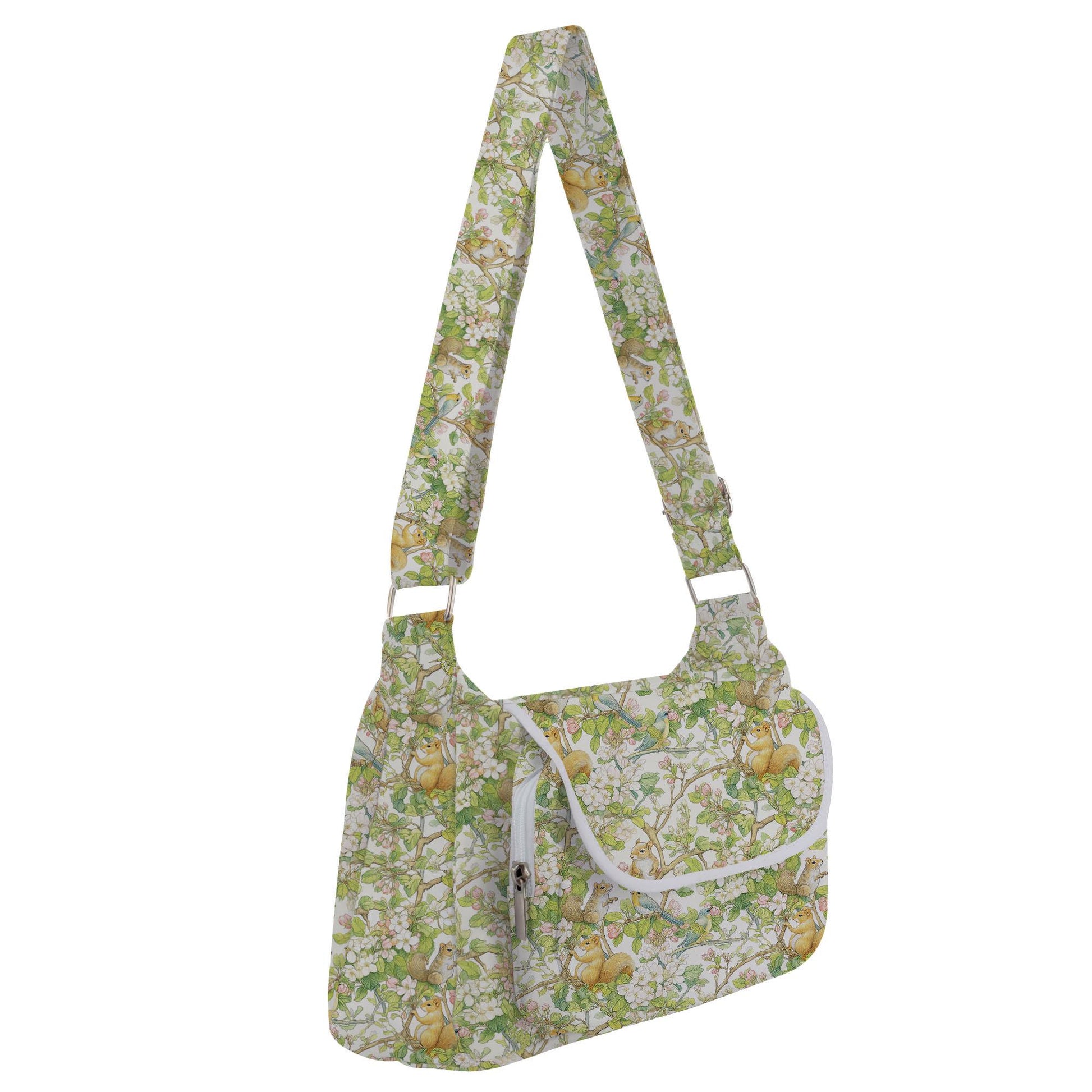 a purse with a flower pattern on it