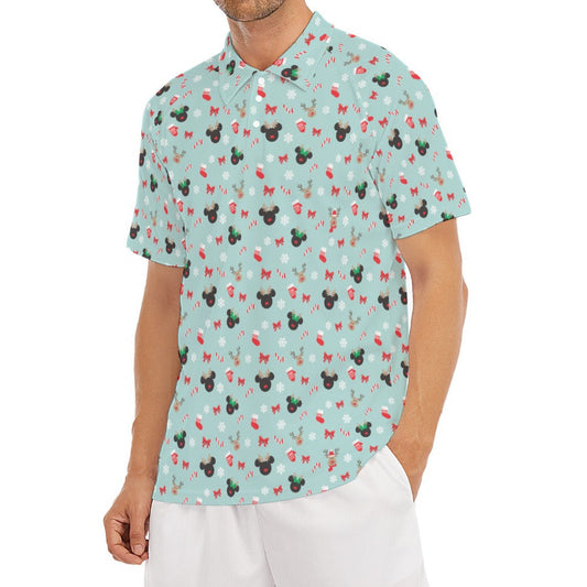 Festive Reindeer Mouse Holiday - Men's Polo Shirt