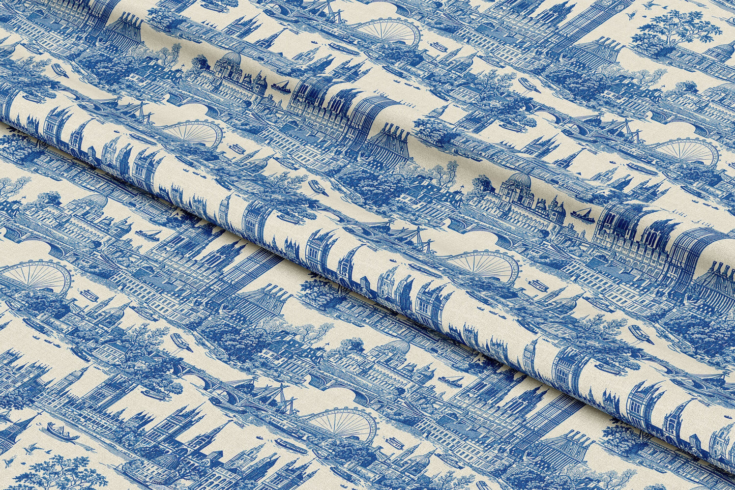 London in Cream Toile de Jouy Style - Digital Seamless Pattern