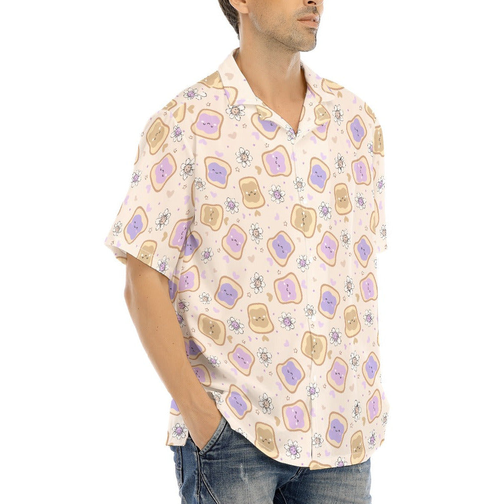 Kawaii Peanut Butter and Jelly Sandwiches - Men's Hawaiian Button Up Shirt
