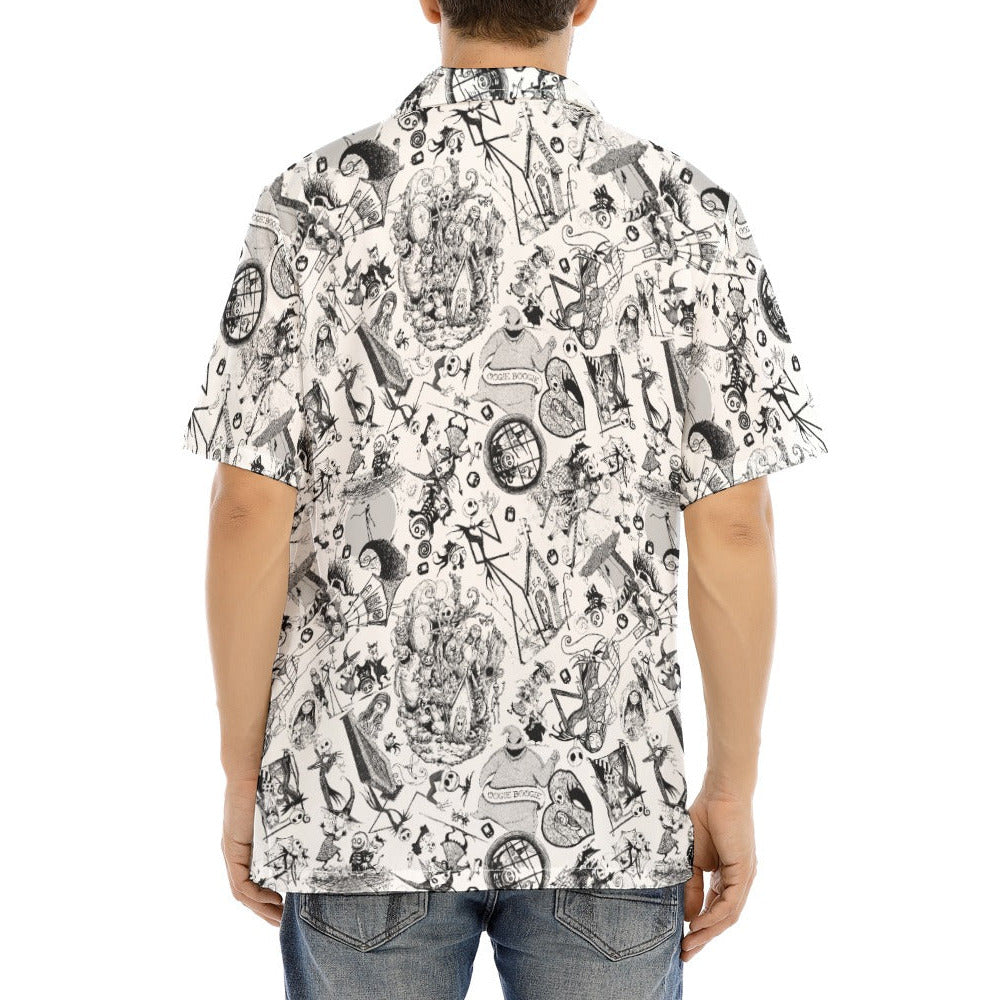 Nightmare Halloween Sketches - Men's Hawaiian Button Up Shirt