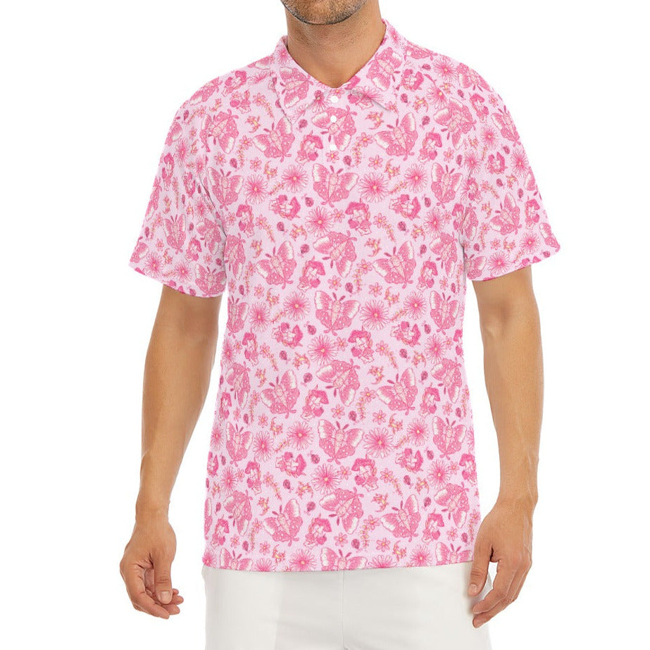 Pink Mushroom Moths - Men's Polo Shirt