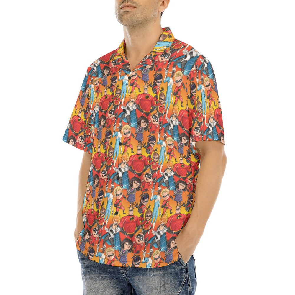 Super Squad Sketched - Men's Hawaiian Button Up Shirt