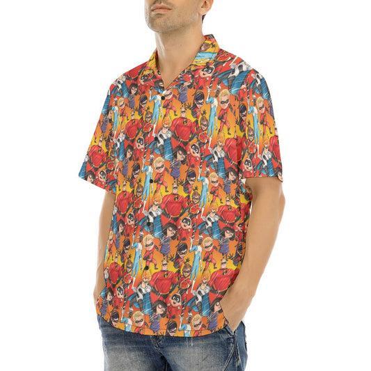 Super Squad Sketched - Men's Hawaiian Button Up Shirt