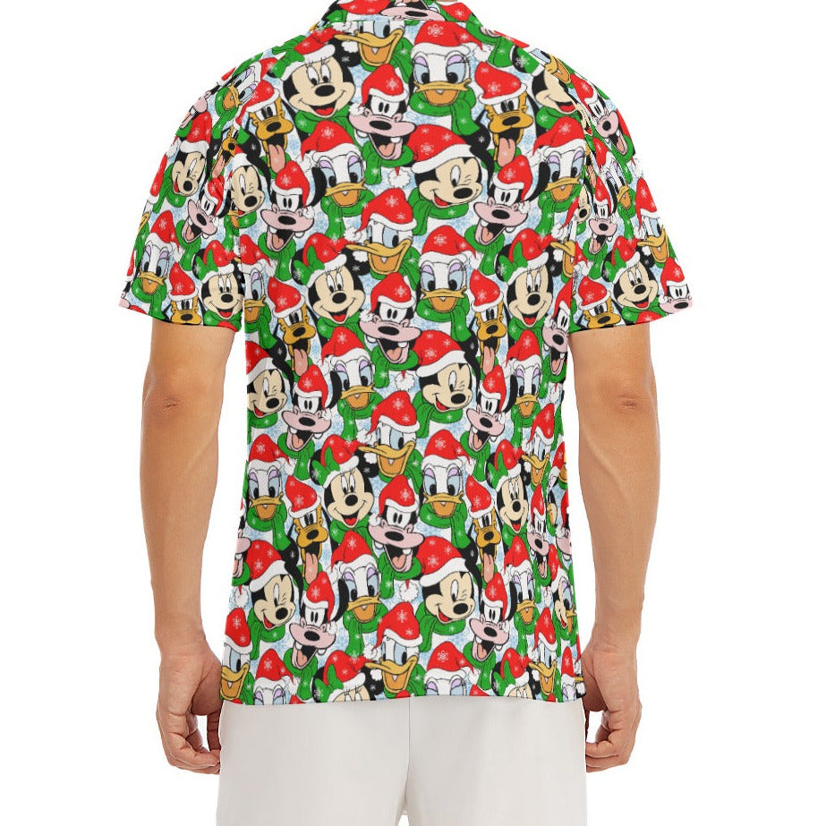 Mouse Friends in Santa Hats - Men's Polo Shirt