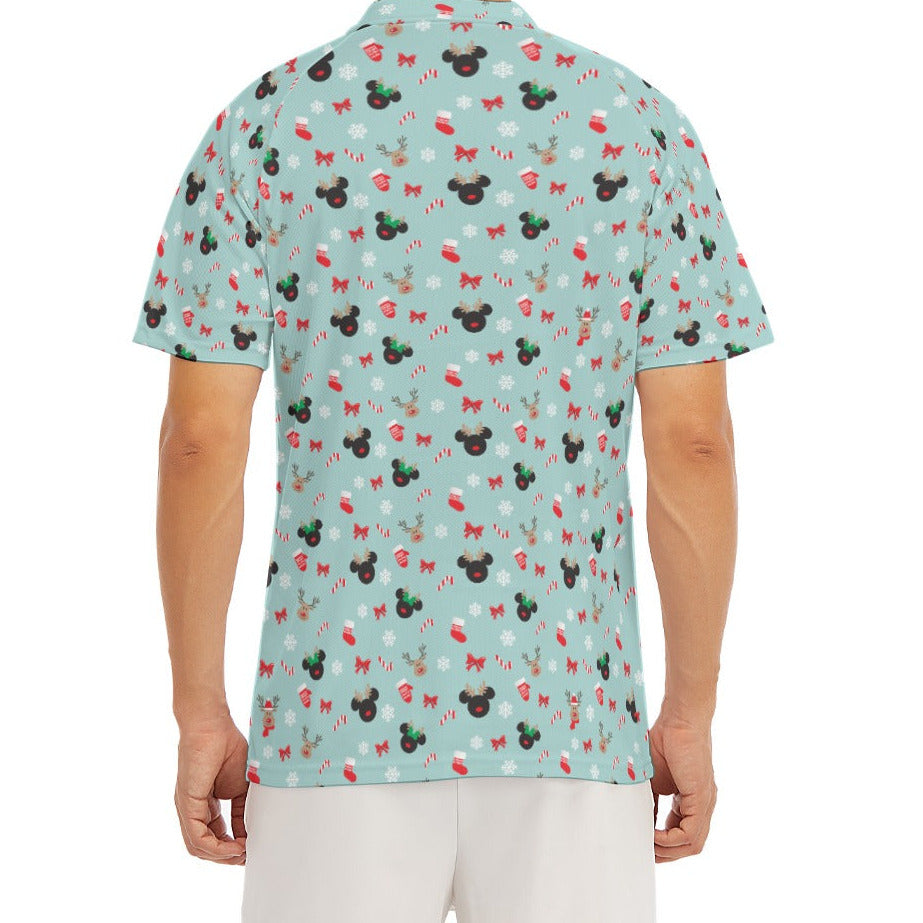 Festive Reindeer Mouse Holiday - Men's Polo Shirt