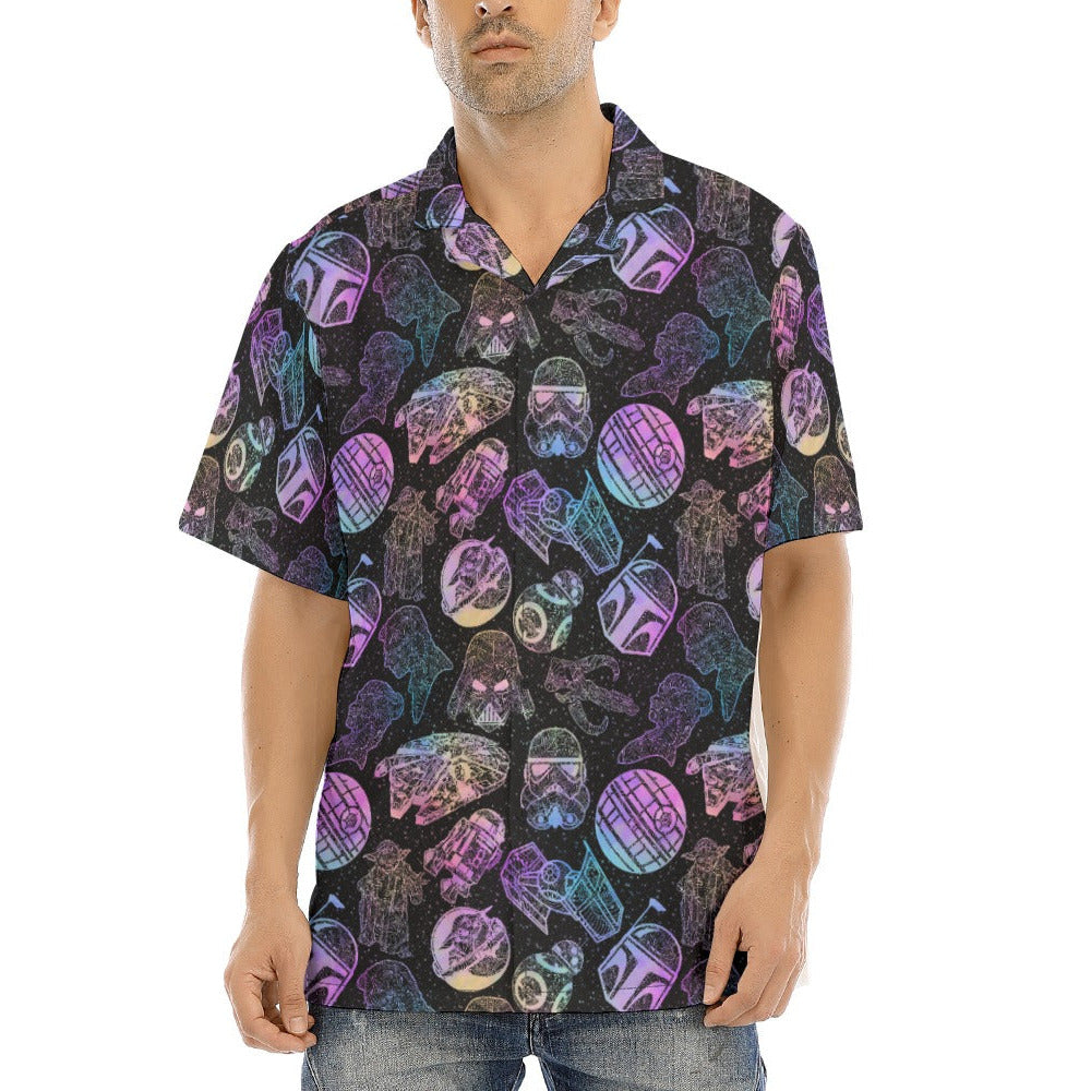 Watercolor Galactic Mandalas - Men's Hawaiian Button Up Shirt
