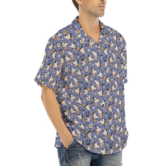 Funny Silly Dog - Men's Hawaiian Button Up Shirt