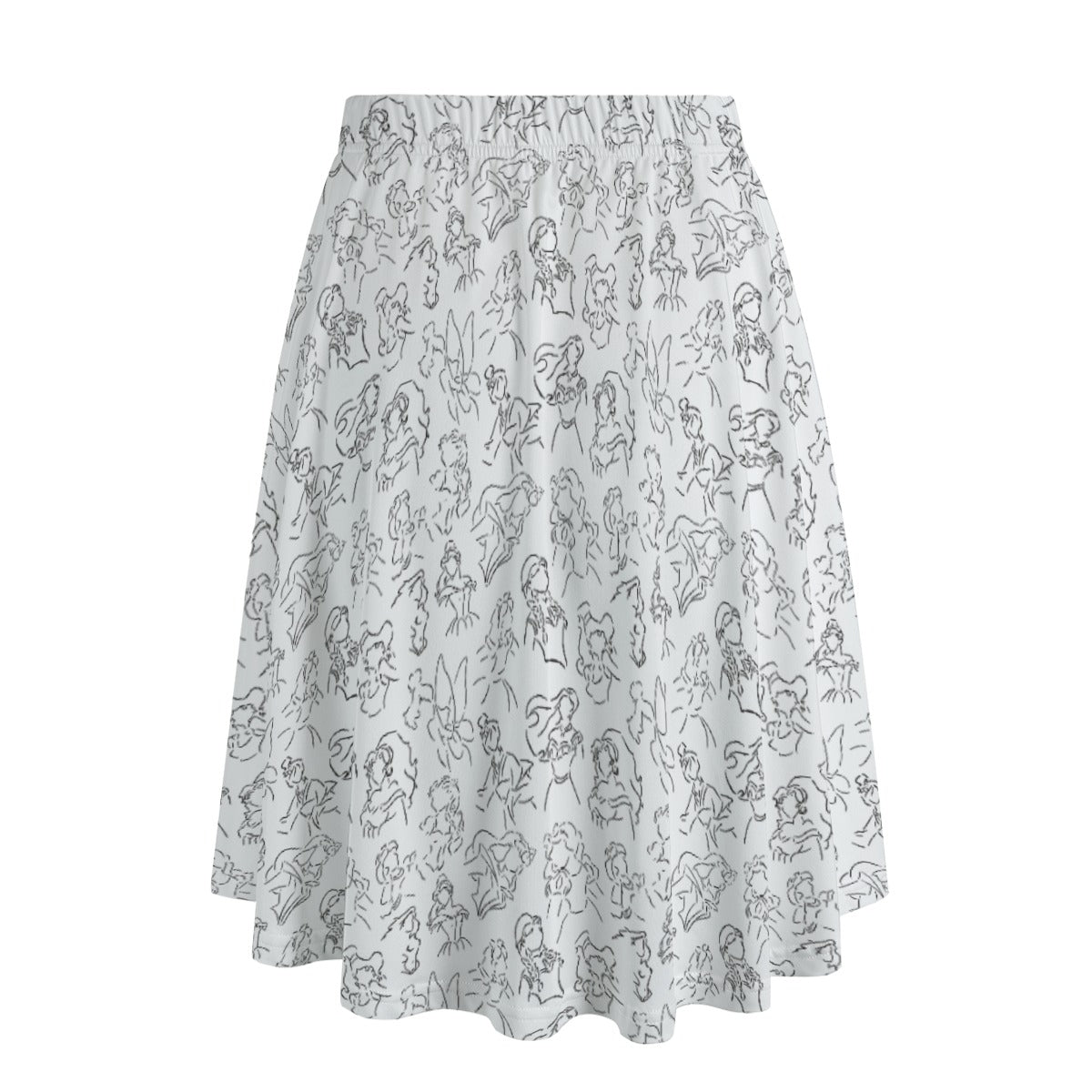 Monochrome Royal Silhouettes - Women's Pocket Midi Skirt