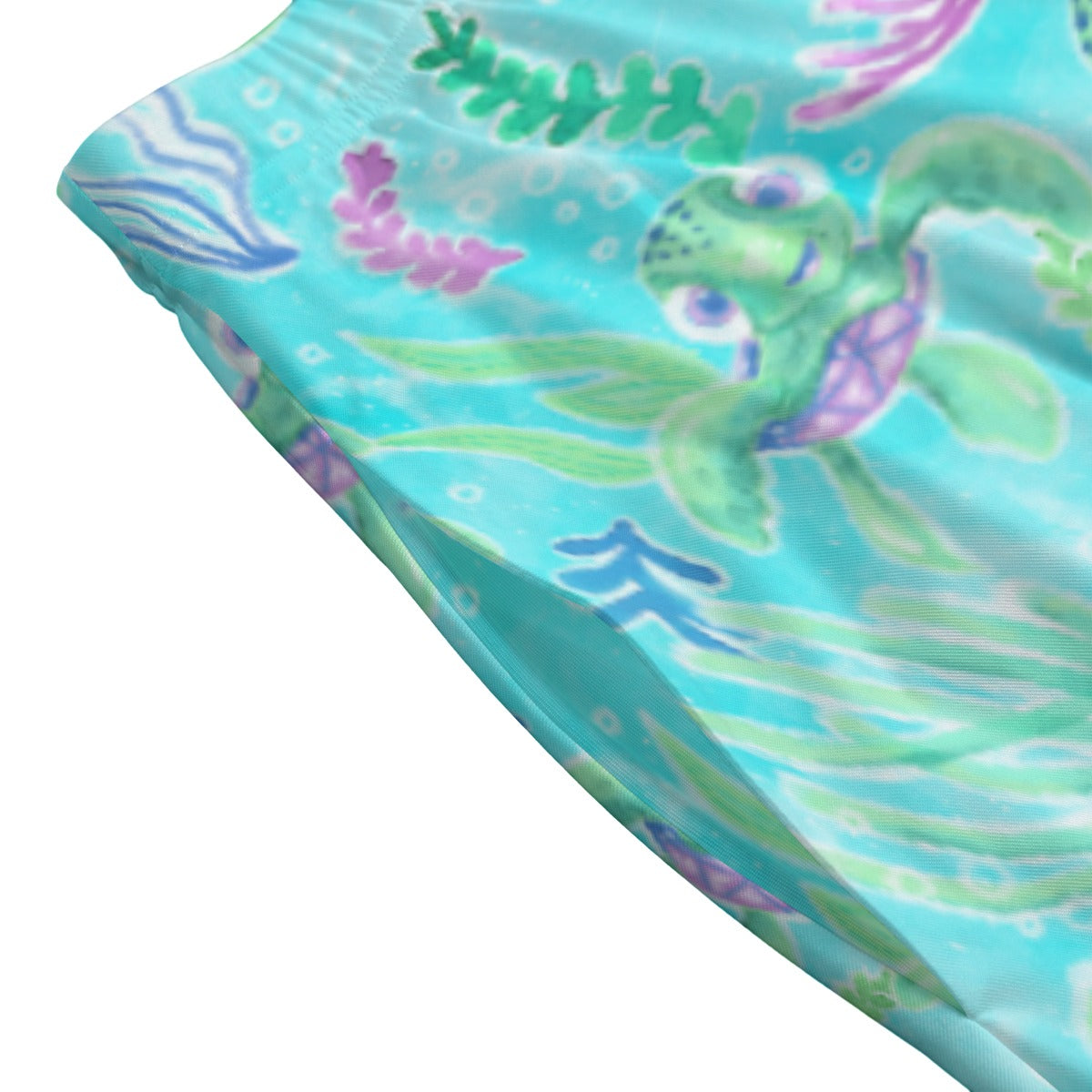 Neon Floral Baby Turtle - Women's Pocket Midi Skirt
