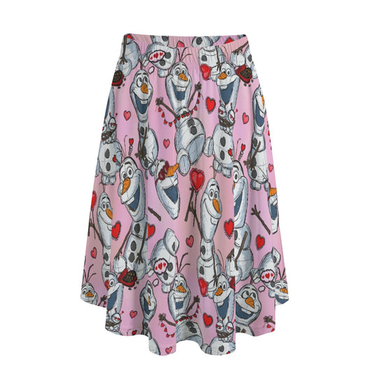 Sketched Snowman Valentine’s Day - Women's Pocket Midi Skirt
