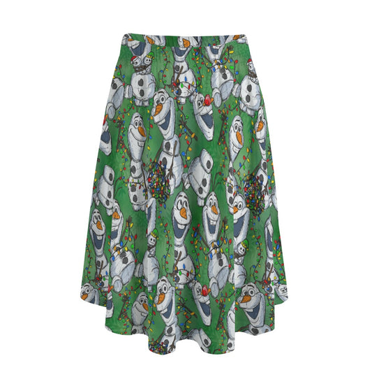 Sketched Snowman Christmas - Women's Pocket Midi Skirt