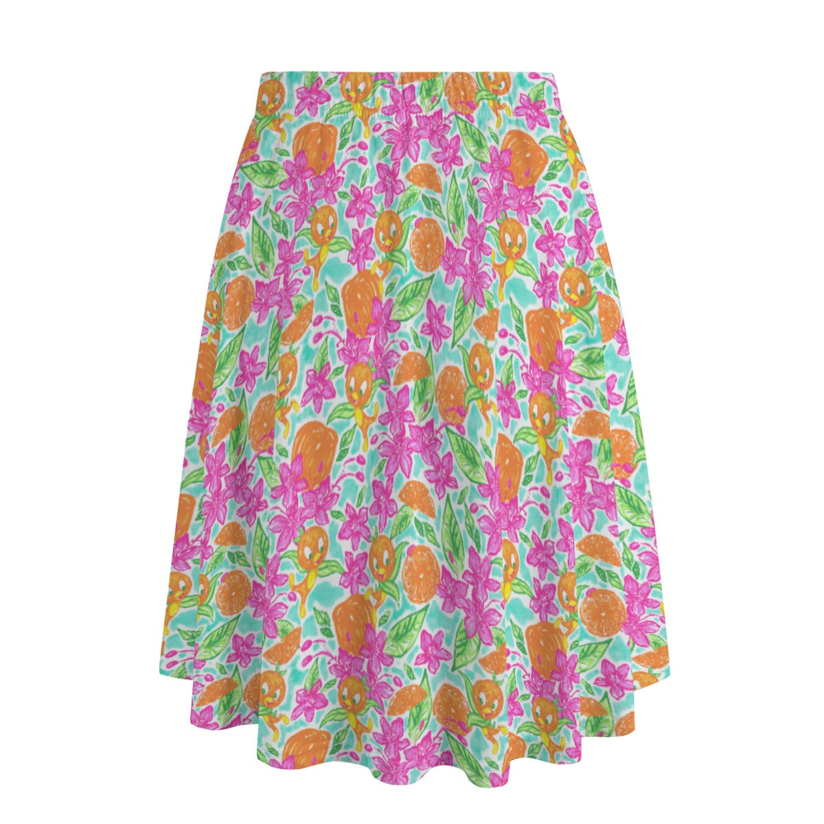 Tropical Citrus Bloom - Women's Pocket Midi Skirt