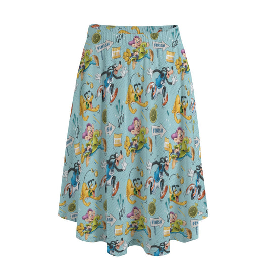 Cheerful Race Day Dashers - Women's Pocket Midi Skirt
