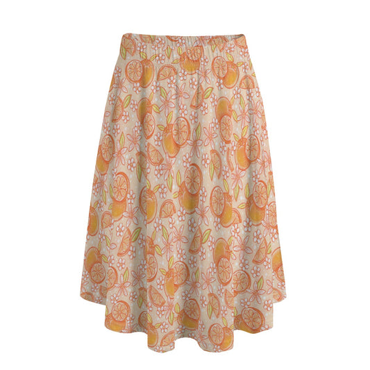 Summer Fruits - Oranges - Women's Pocket Midi Skirt