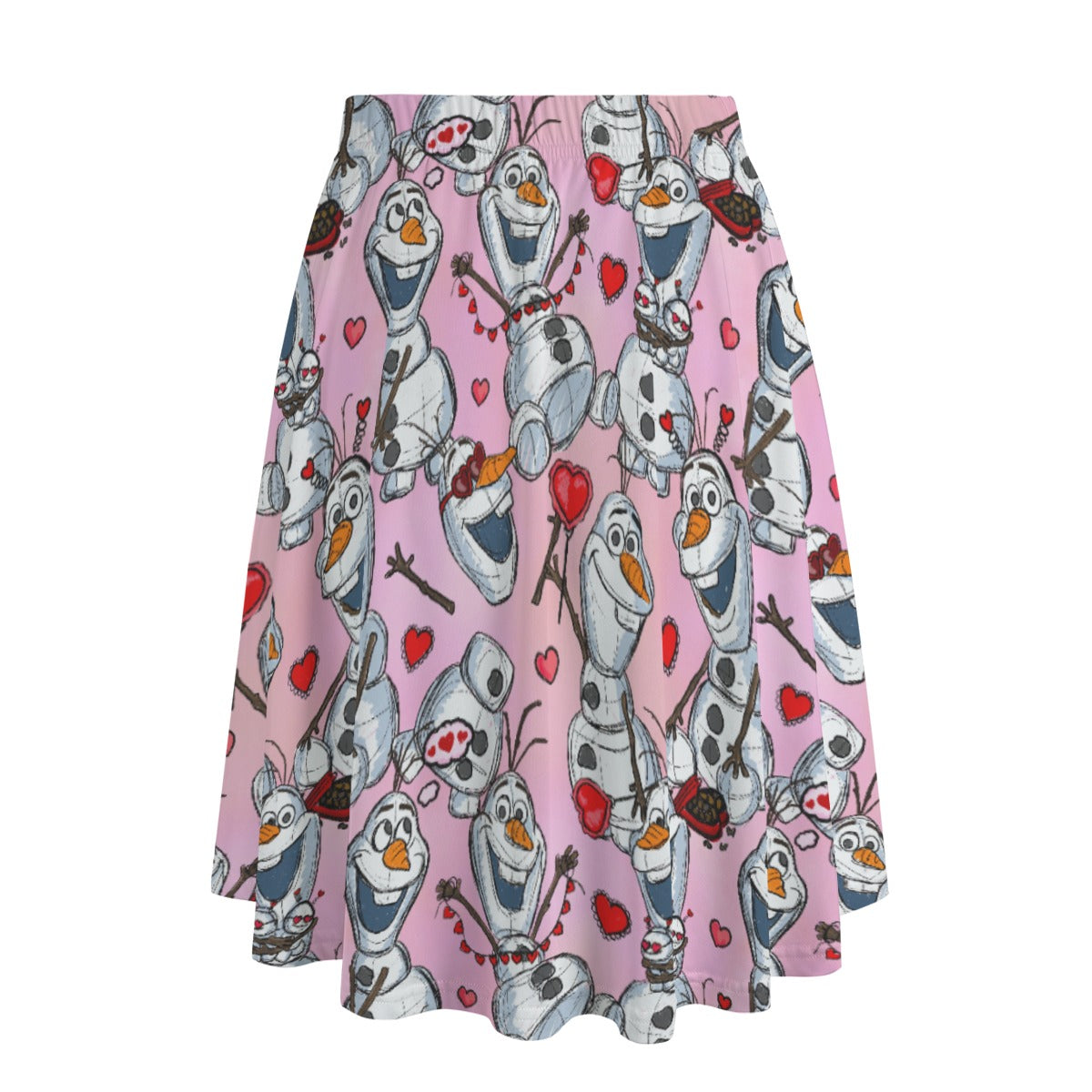 Sketched Snowman Valentine’s Day - Women's Pocket Midi Skirt