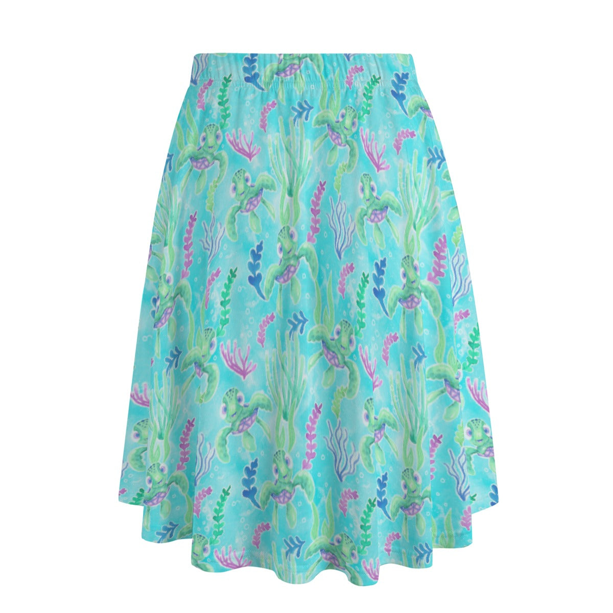 Neon Floral Baby Turtle - Women's Pocket Midi Skirt
