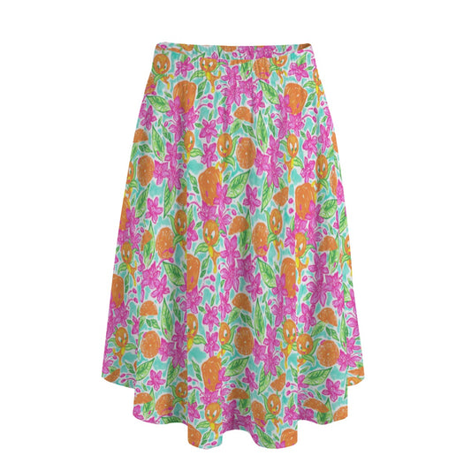 Tropical Citrus Bloom - Women's Pocket Midi Skirt