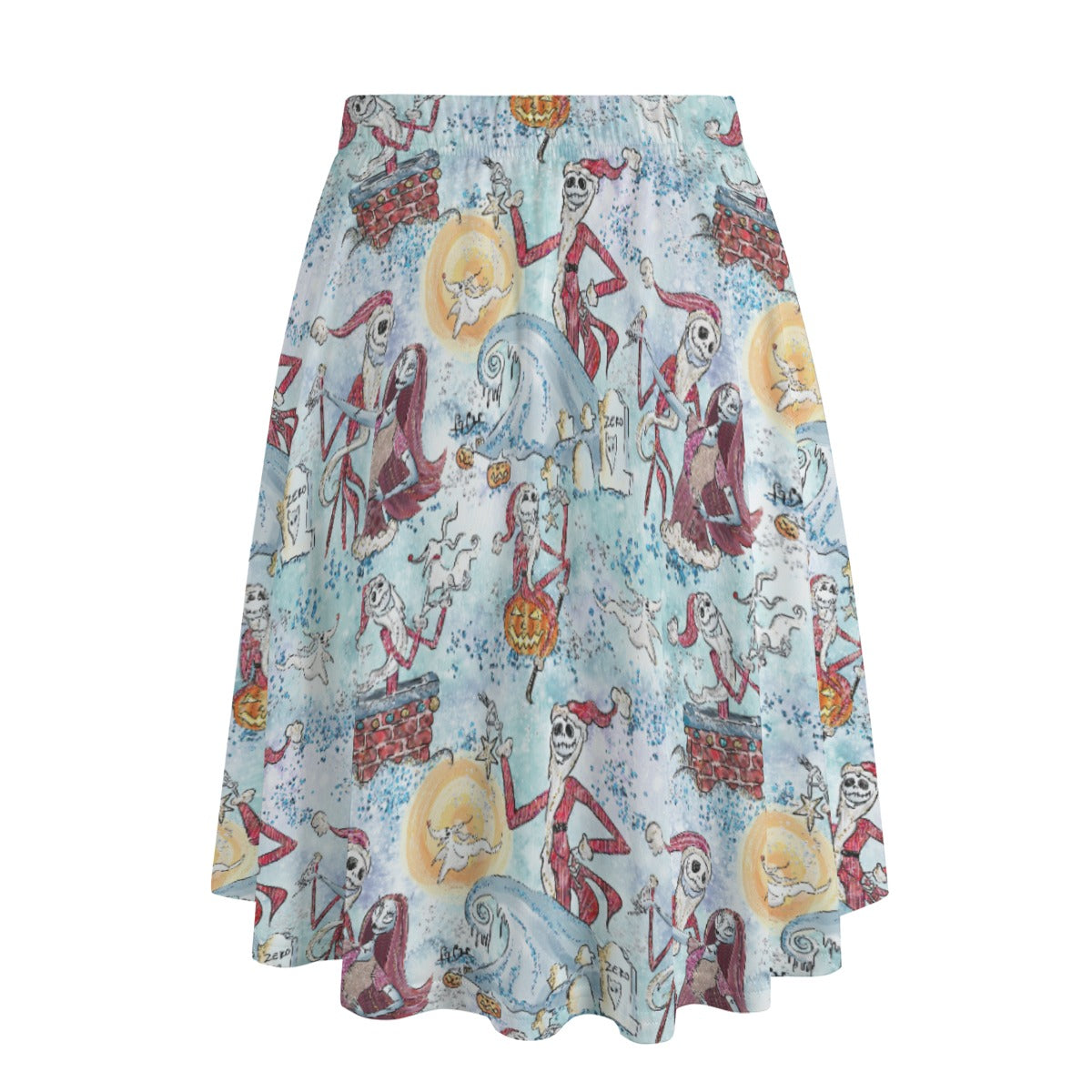 Santa Jack with Sally & Ghost Dog - Women's Pocket Midi Skirt