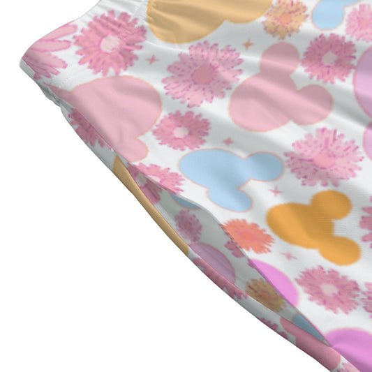 Retro Floral Mouse - Women's Pocket Midi Skirt