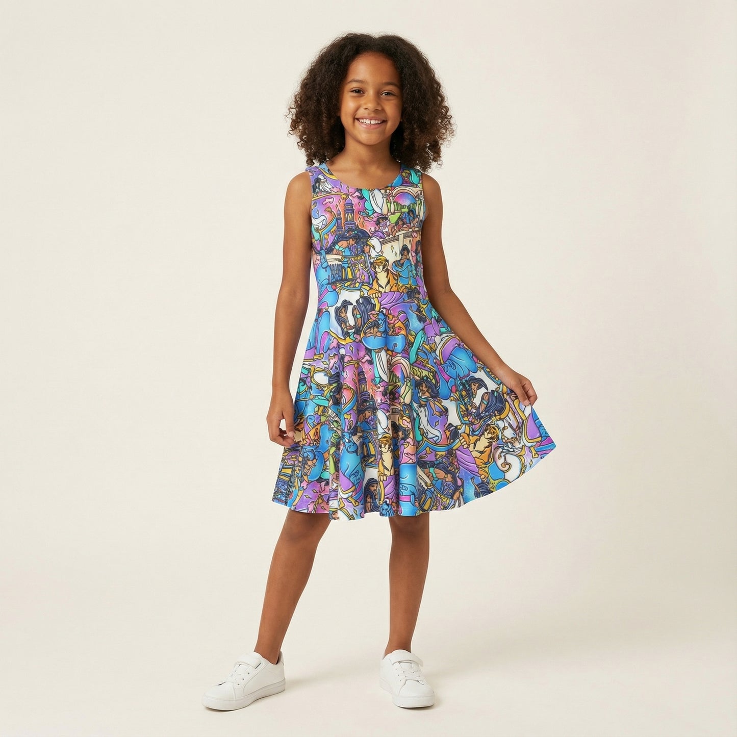 Magic Carpet Storybook Scenes - Kid's Sleeveless Skater Dress