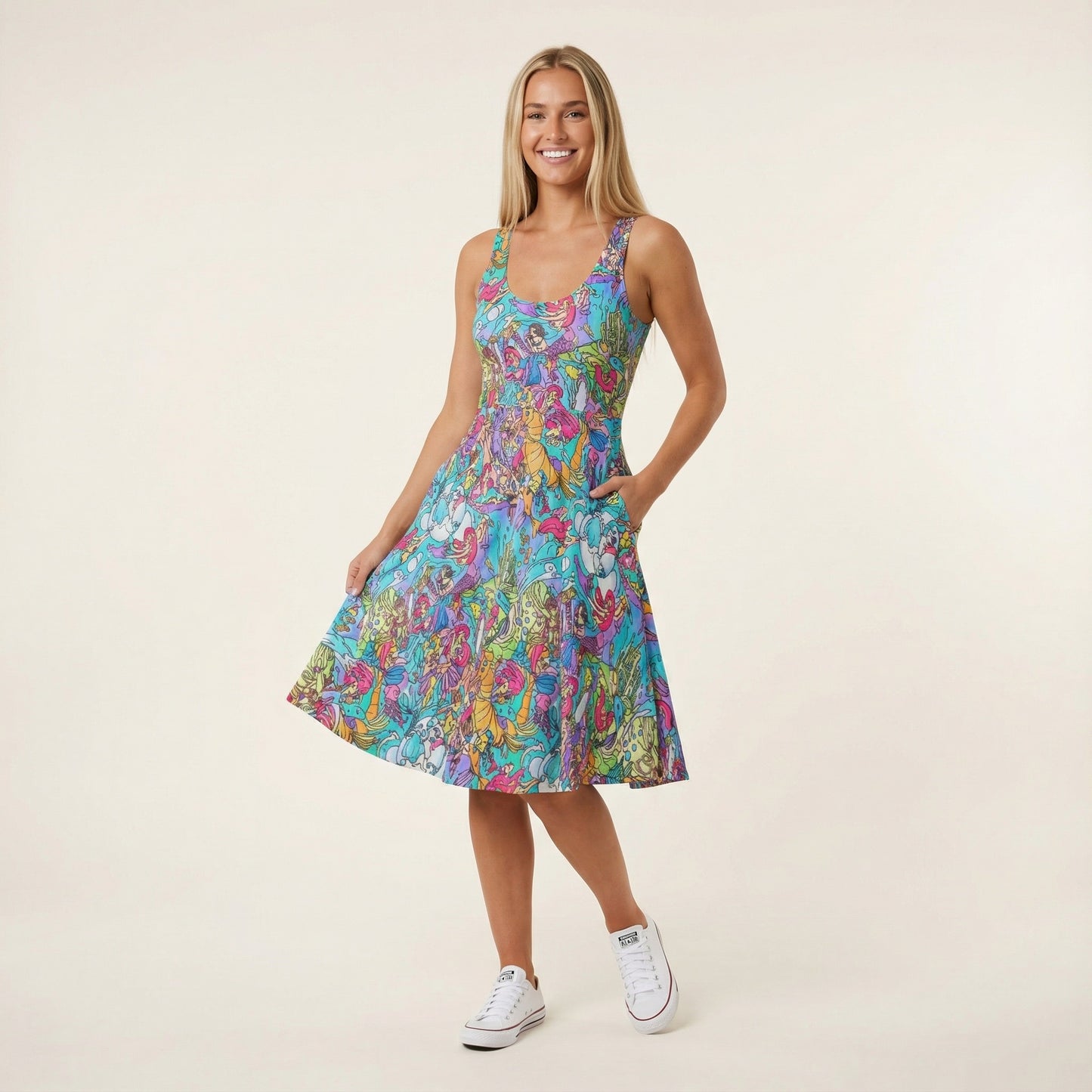 Under the Sea Storybook Scenes - Pocket Midi Skater Dress