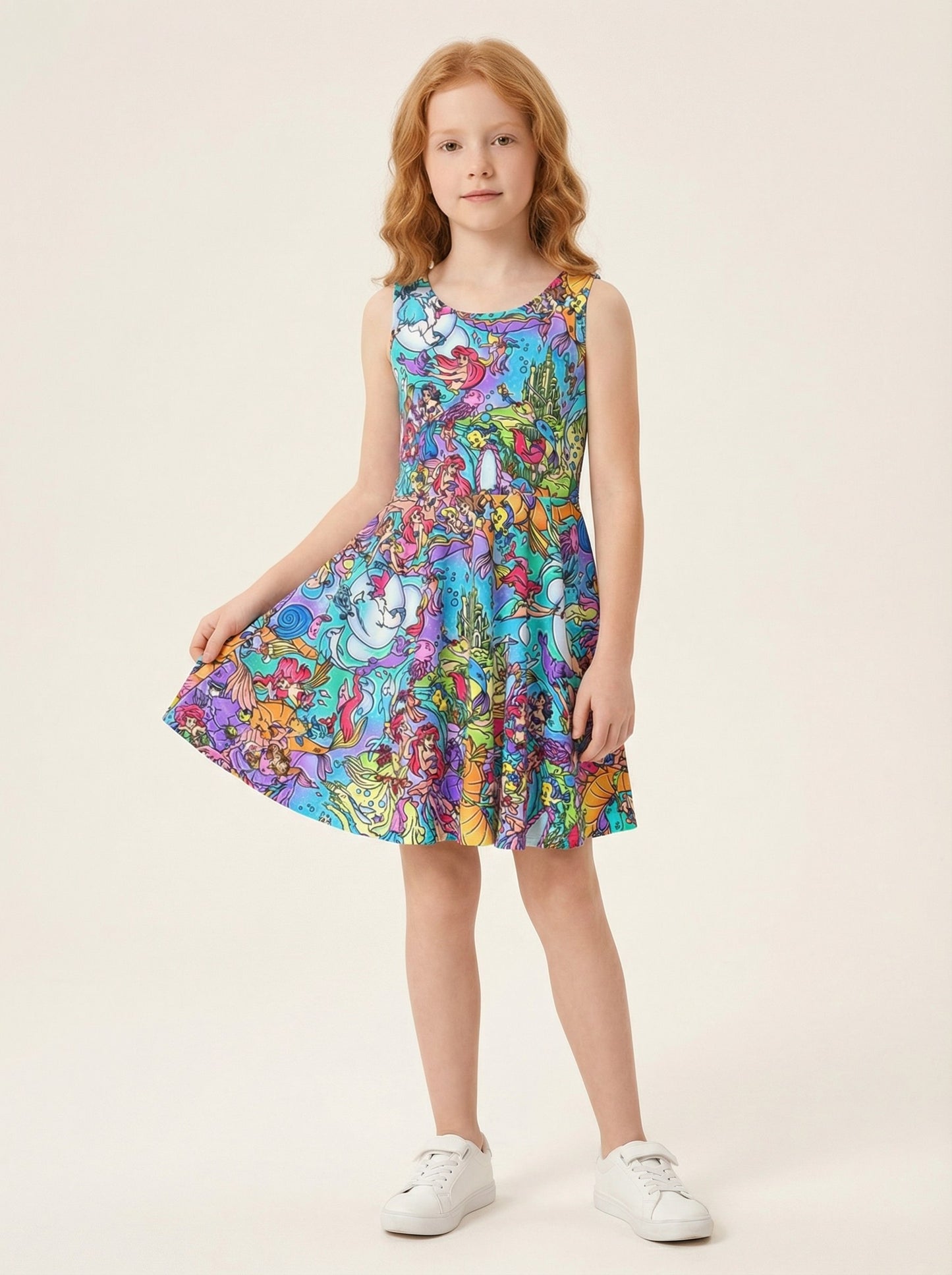 Under the Sea Storybook Scenes - Kid's Sleeveless Skater Dress