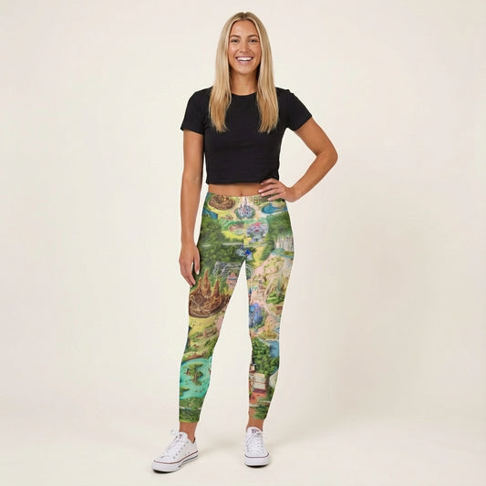 Colorful Theme Park Map - Women's Yoga Leggings
