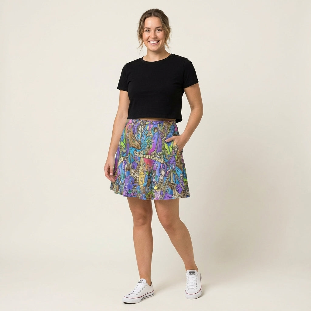 Golden Hair Storybook Scenes - Women's Pocket Skater Skirt