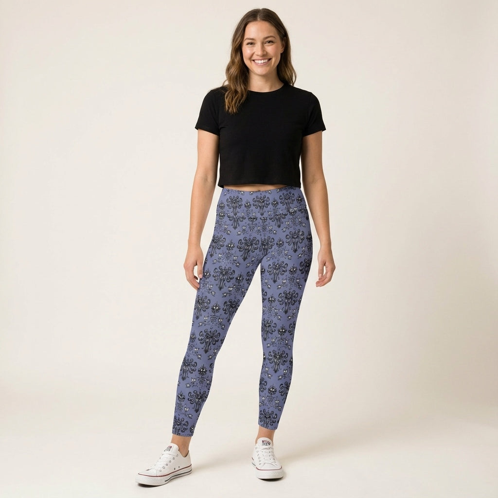 Spooky Mansion Wallpaper - Women's Yoga Leggings