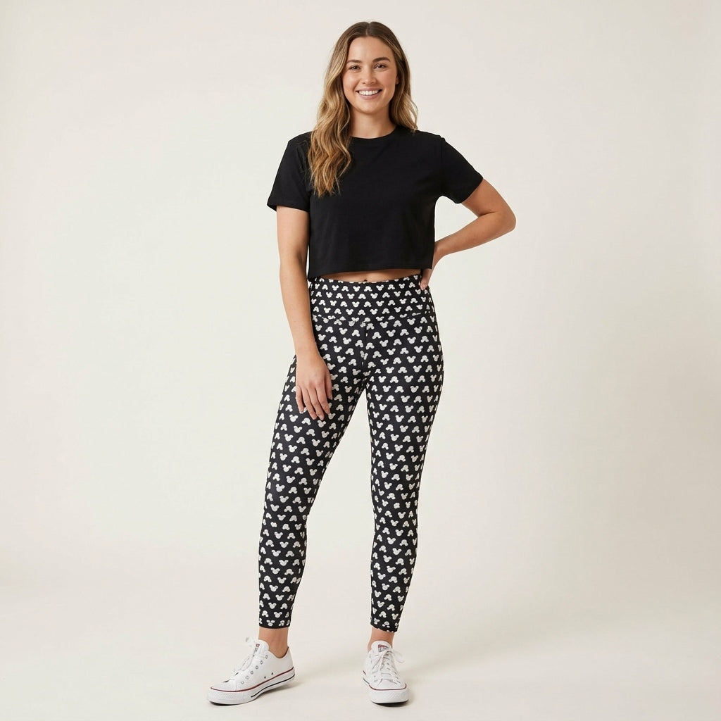 Playful Polka Dot Ears Black - Women's Yoga Leggings