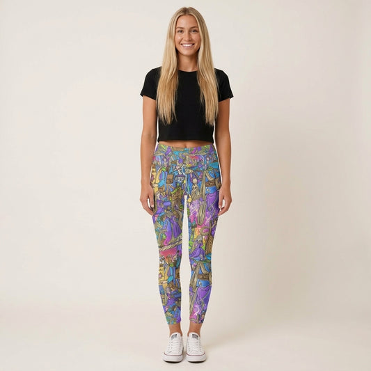 Golden Hair Storybook Scenes - Women's Yoga Leggings