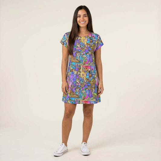 Golden Hair Storybook Scenes - Women's T-Shirt Dress