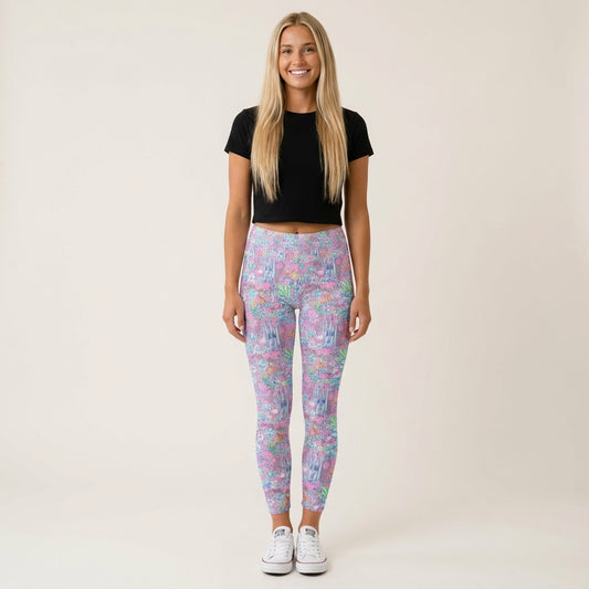 Bright Tropical Dreams - Enchanted Squeaky Helpers - Women's Yoga Leggings