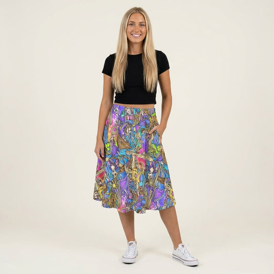 Golden Hair Storybook Scenes - Women’s Pocket Midi Skirt