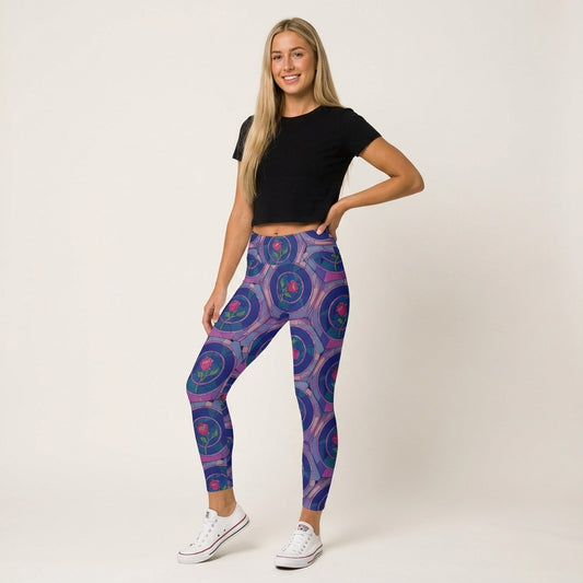 Enchanted Rose Stained Glass - Women's Yoga Leggings